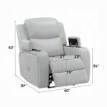 Elonzo Power Motion Recliner in Light Gray Leather LV05902 By ACME - Image 5