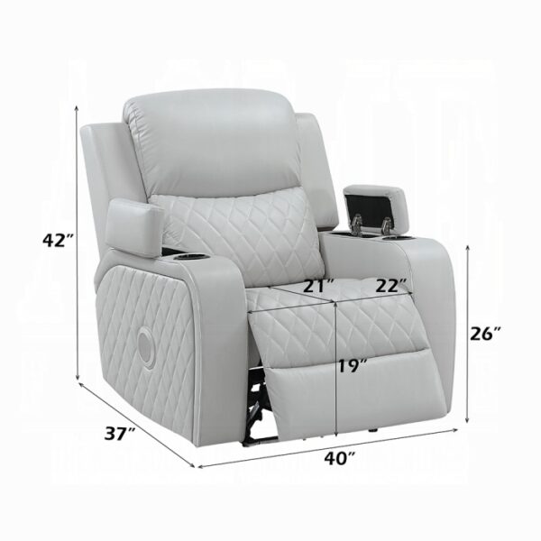 Elonzo Power Motion Recliner in Light Gray Leather LV05902 By ACME - Image 5