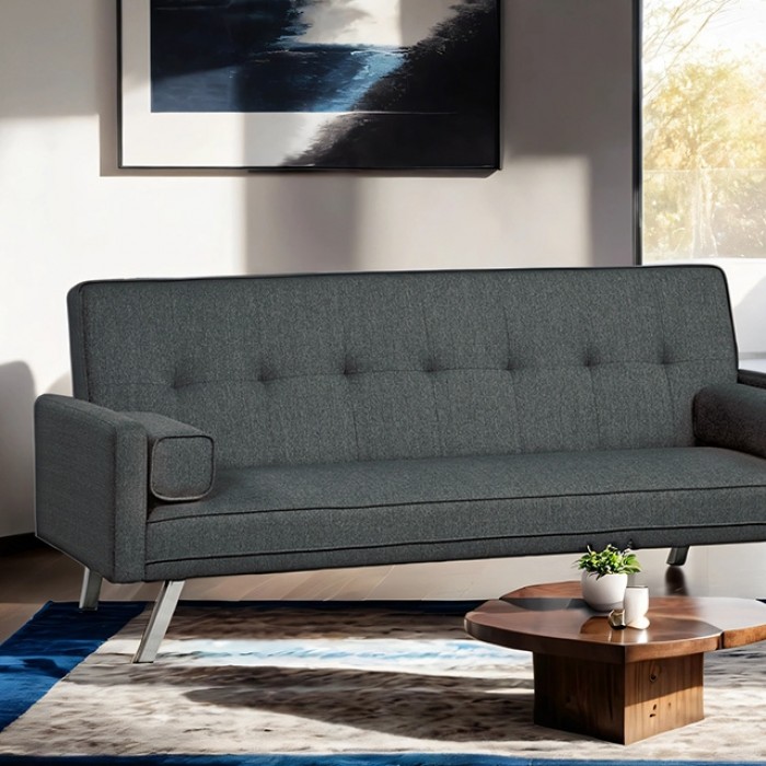 Reno Dark Gray Futon Sofa TM2001DG Sleek by Furniture of America | U-Trade Furniture Reno Dark Gray Futon Sofa TM2001DG Sleek by Furniture of America - Image 1
