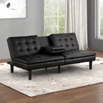 Eidsberg Black Futon Sofa Bed FM2908BK  Smart Comfort Meets Sleek Design by Furniture of America