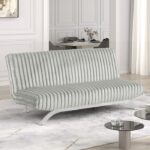 Villeneuve Light Gray Futon Sofa Bed FM2906LG Contemporary Comfort by Furniture of America