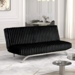 Villeneuve Black Futon Sofa Bed FM2906BK Sleek Design by Furniture of America