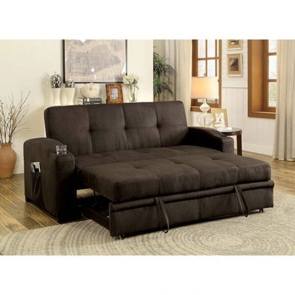 Mavis Dark Brown Futon Sofa  CM2691-SET-VN Stylish Comfort by Furniture of America - Image 2