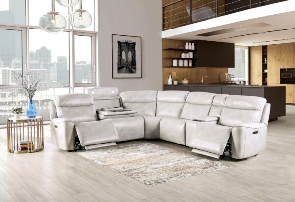 Edmondus Power Sectional CM9923FG-SECT-PM Smart Comfort in Light Taupe by Furniture of America - Image 7