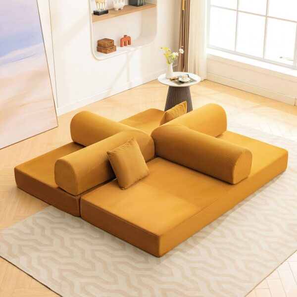 Perri 79" Ginger Compressed Sofa SL6907YL  by Furniture of America - Image 2
