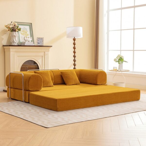 Perri 79" Ginger Compressed Sofa SL6907YL  by Furniture of America - Image 4