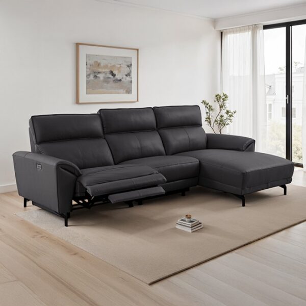 Themis Black Leather Power Sectional with Right Chaise CM9937BK-SECT-PM-R by Furniture of America - Image 2