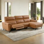 Themis Brown Clay Leather Power Sectional with Right Chaise CM9937BR-SECT-PM-R by Furniture of America