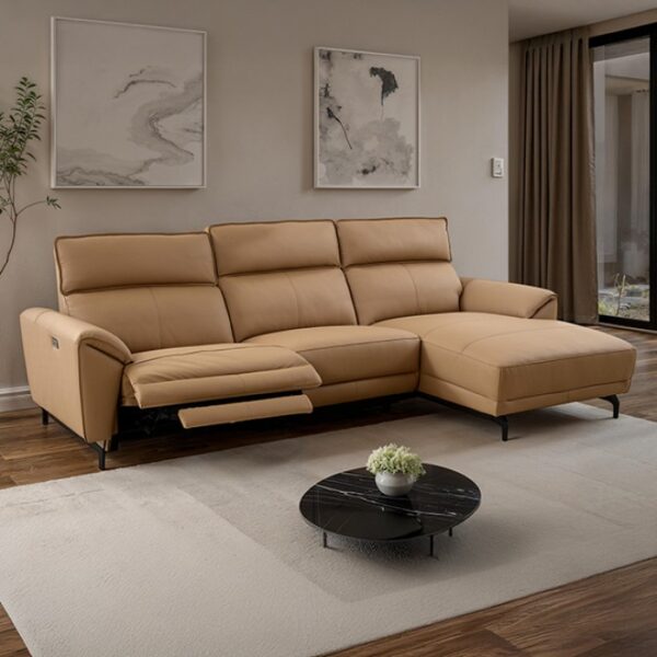Themis Light Brown Leather Power Sectional with Right Chaise CM9937LB-SECT-PM-R by Furniture of America - Image 2