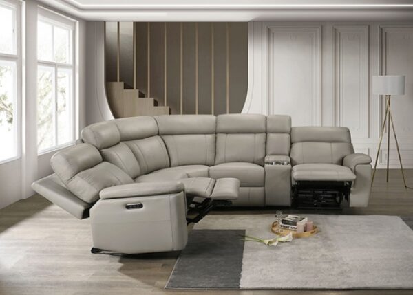 Oliverus Taupe Leather Match Power Sectional FM69009TP-SECT-PM by Furniture of America - Image 4