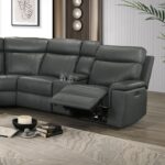 Oliverus Dark Gray Leather Match Power Sectional  FM69009DG-SECT-PM Transitional by Furniture of America