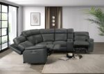 Oliverus Dark Gray Leather Match Power Sectional  FM69009DG-SECT-PM Transitional by Furniture of America - Image 5
