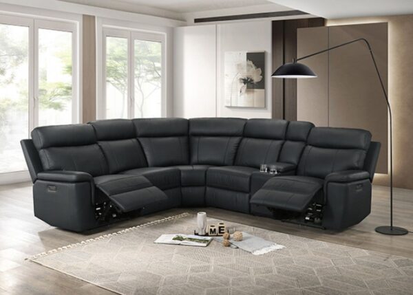 Oliverus Black Leather Match Power Sectional  FM69009BK-SECT-PM by Furniture of America - Image 5