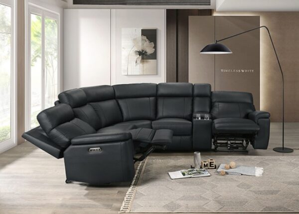 Oliverus Black Leather Match Power Sectional  FM69009BK-SECT-PM by Furniture of America - Image 4
