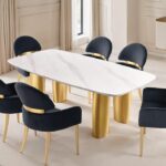 Northall 7-Piece Contemporary Dining Table Set FM37004WH-T-7PC-05BK  White, Gold & Black by Furniture of America