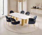 Northall 7-Piece Contemporary Dining Table Set FM37004WH-T-7PC-05BK  White, Gold & Black by Furniture of America - Image 2