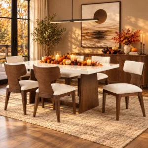 Caerwys 7 Pc Contemporary Wood Dining Room Set by Furniture of America