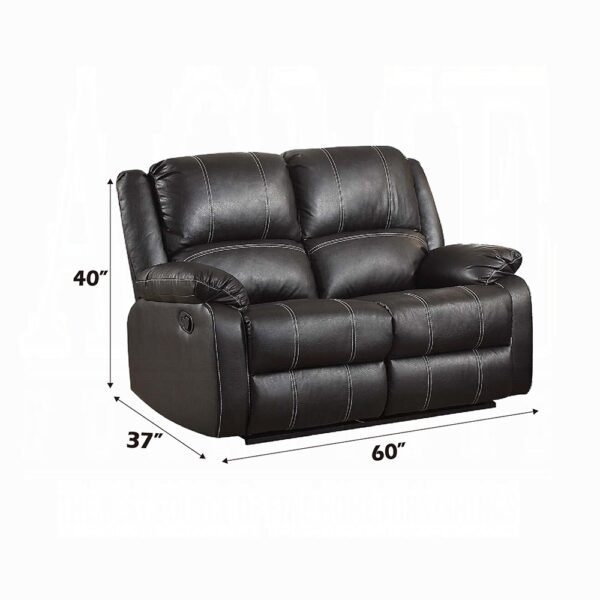Zuriel Reclining Loveseat in Black Leather LV52286 By ACME - Image 2