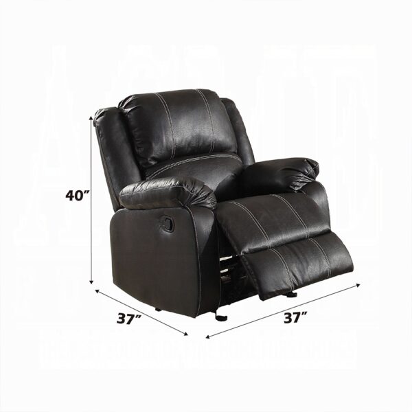Zuriel Motion Rocker Recliner in Black Leather LV52287 By ACME - Image 2