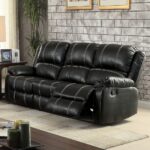 Zuriel Reclining Sofa in Black Leather LV52285 By ACME