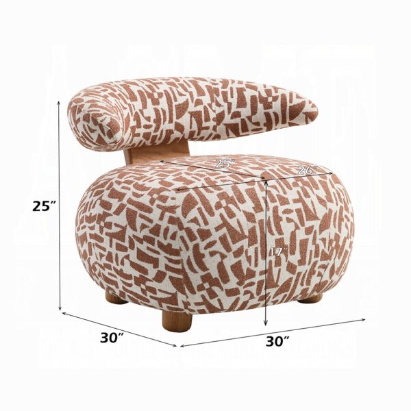 Lynn Accent Chair in Brown Pattern Fabric AC02678 By ACME - Image 3