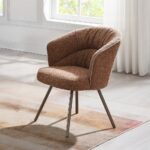 Lidi Side Chair in Rust Orange Boucle DN04758 By ACME
