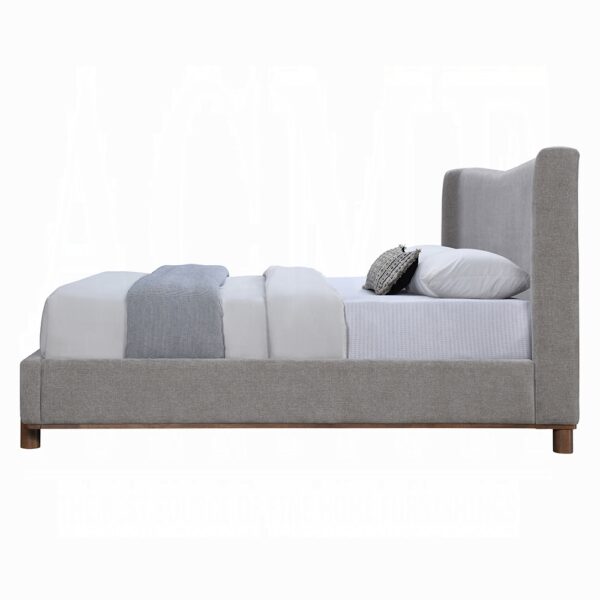 Melbourne Gray Chenille Upholstered Bed By ACME - Image 2