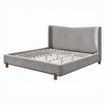 Melbourne Gray Chenille Upholstered Bed By ACME - Image 4