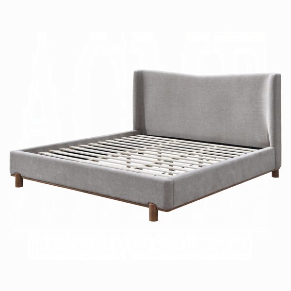 Melbourne Gray Chenille Upholstered Bed By ACME - Image 4