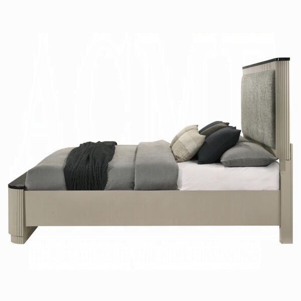 Travonte Gray Upholstered Bed By ACME - Image 2