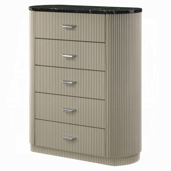 Travonte Beige 5 Drawers Chest with Marble Top BD04886 By ACME - Image 3