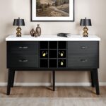 Shildon Dining Storage Server with Black & White Marble by Furniture of America