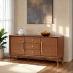 Hepburne Walnut Server FM34000WN-SV Mid-Century Storage By Furniture Of America