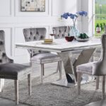 Valdevers 7 Pc Dining Table Set CM3294T-7PC-AC261BK  Glam Chrome By Furniture of America