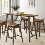 Klamath 5 Pc Counter Height Table Set FM3215WN-PT Mid-Century Modern Walnut By Furniture of America