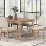 Rheinfall 5 Pc Dining Table Set FM3426NT-T-5PC Transitional Natural/Beige By Furniture of America
