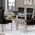 Silvestri Dining Table Set FM37000SV-T-5PC Contemporary Chrome By Furniture of America