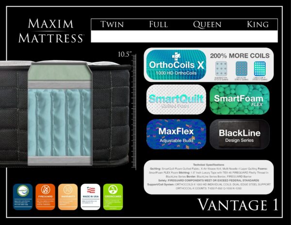 Vantage Mattress Luxury Firm By Maxim Mattress - Image 2