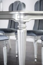 Parc Dining Table FM3416SV-T Glam Silver Dining Table with Turned Fluted Legs By Furniture of America - Image 4