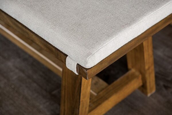 Losone Bench in Rustic Brown & White Upholstered By Furniture of America - Image 2