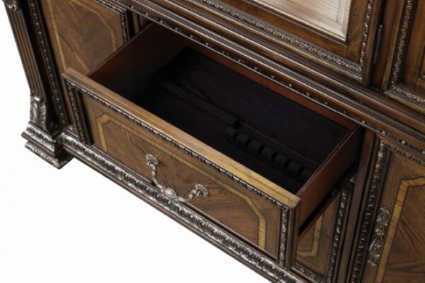 Hutch and Buffet Traditional Dark Brown Dining Storage with Touch Lighting by Furniture of America - Image 2