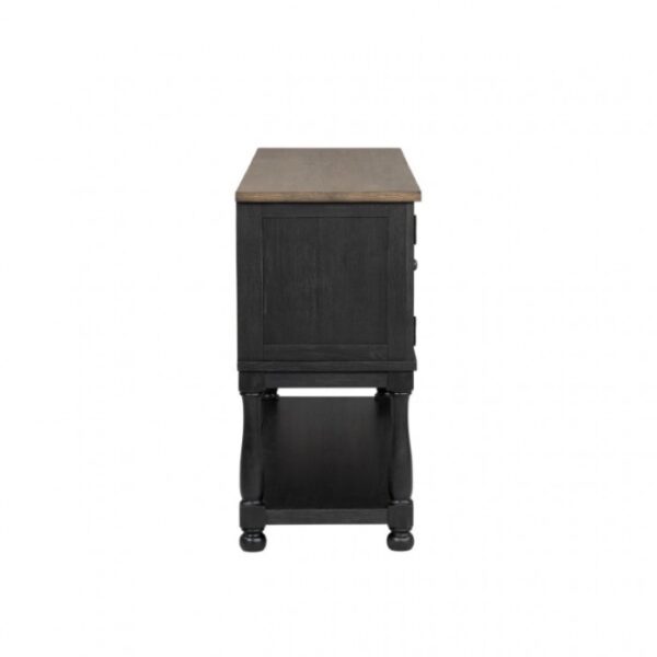 Neue Mills Server Modern Farmhouse Dining Storage in Black and Rustic Oak by Furniture of America - Image 2