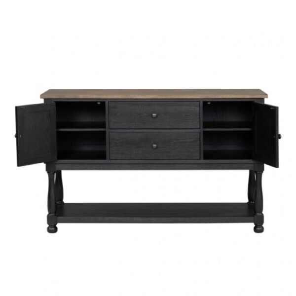 Neue Mills Server Modern Farmhouse Dining Storage in Black and Rustic Oak by Furniture of America - Image 5