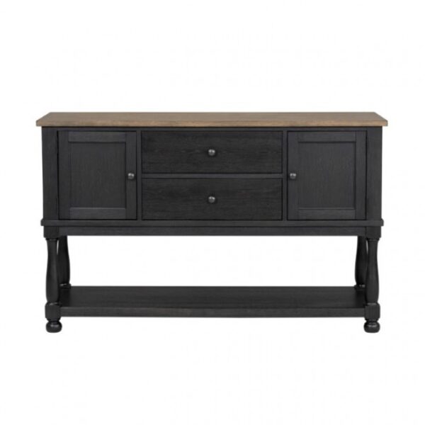 Neue Mills Server Modern Farmhouse Dining Storage in Black and Rustic Oak by Furniture of America - Image 4