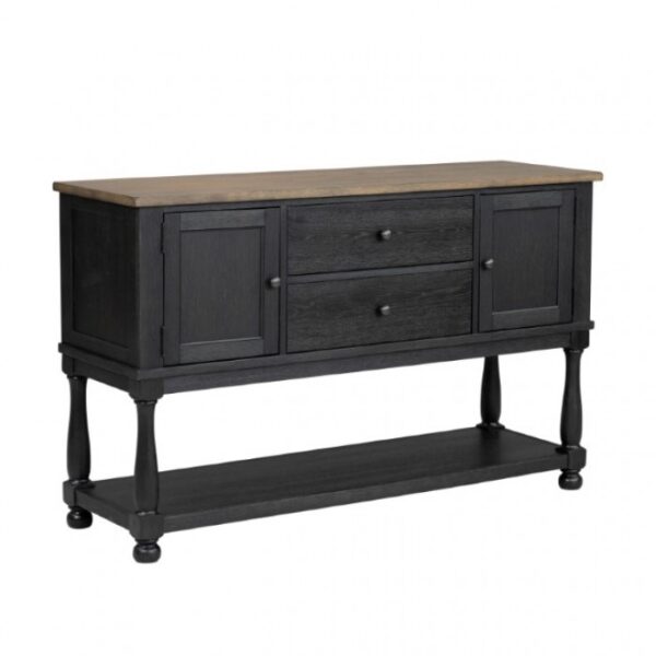 Neue Mills Server Modern Farmhouse Dining Storage in Black and Rustic Oak by Furniture of America - Image 6