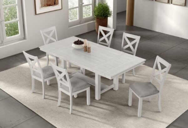 Ferrone 7-Piece Dining Table Set FM3429WH-T-7PC Rustic White Oak by Furniture of America - Image 3