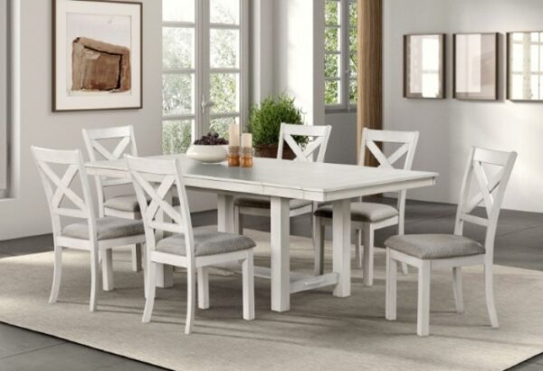 Ferrone 7-Piece Dining Table Set FM3429WH-T-7PC Rustic White Oak by Furniture of America - Image 2