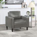 Ruth Gray Faux Leather Track-Arm Accent Chair by Coaster Furniture