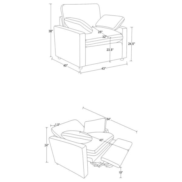 Collins Gray Fabric Power Recliner Chair by Coaster Furniture - Image 5