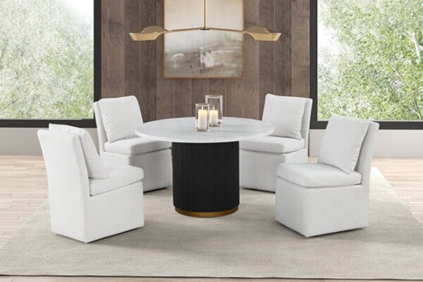 Varde Round Dining Marble Table  FM3431WH-RT Modern Elegance by Furniture of America - Image 2